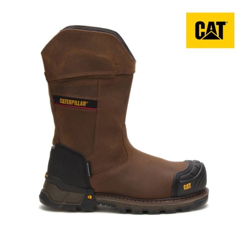 Pánské Pracovní Boty Caterpillar Excavator XL Pull On Waterproof Composite Toe Tmavě Hnědé (CZ-9IDJ)